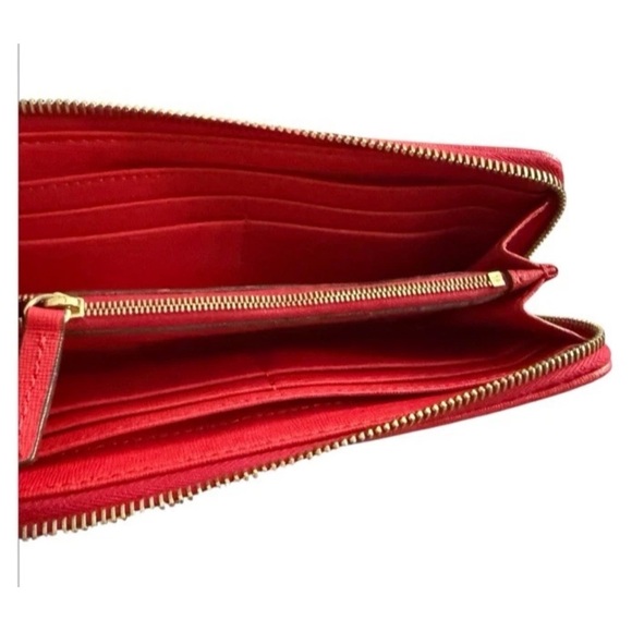 Dooney & Bourke Saffiano Leather Zip Clutch Red Wallet - Picture 2 of 16